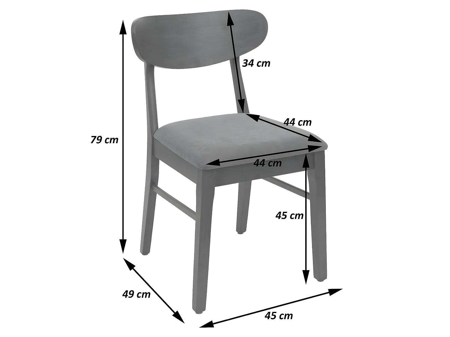 MCW-M59 eetkamerstoel (set van 2),  donker frame, crème