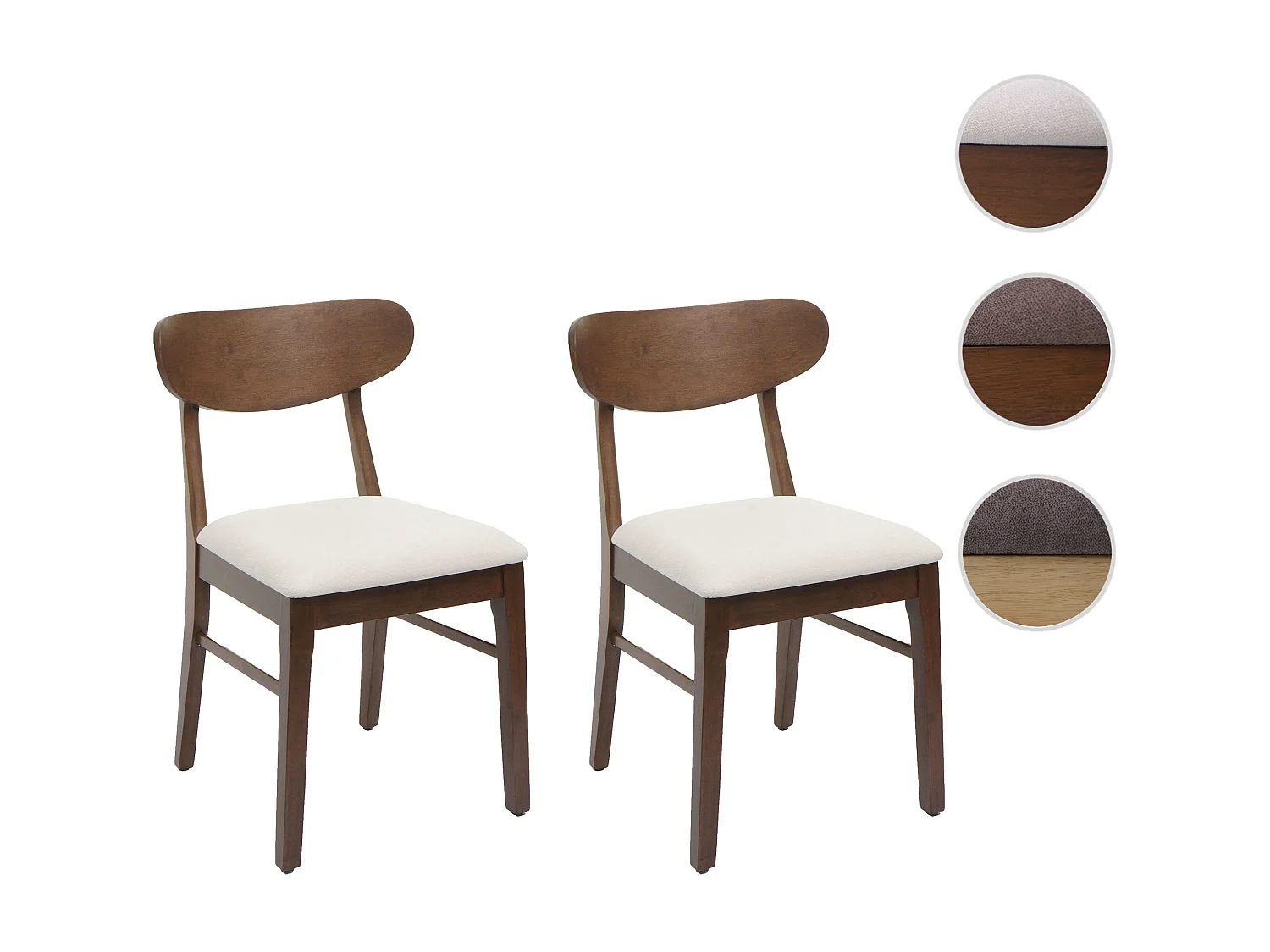 Chaise de salle à manger MCW-M59 (lot de 2),  bâti foncé, crème