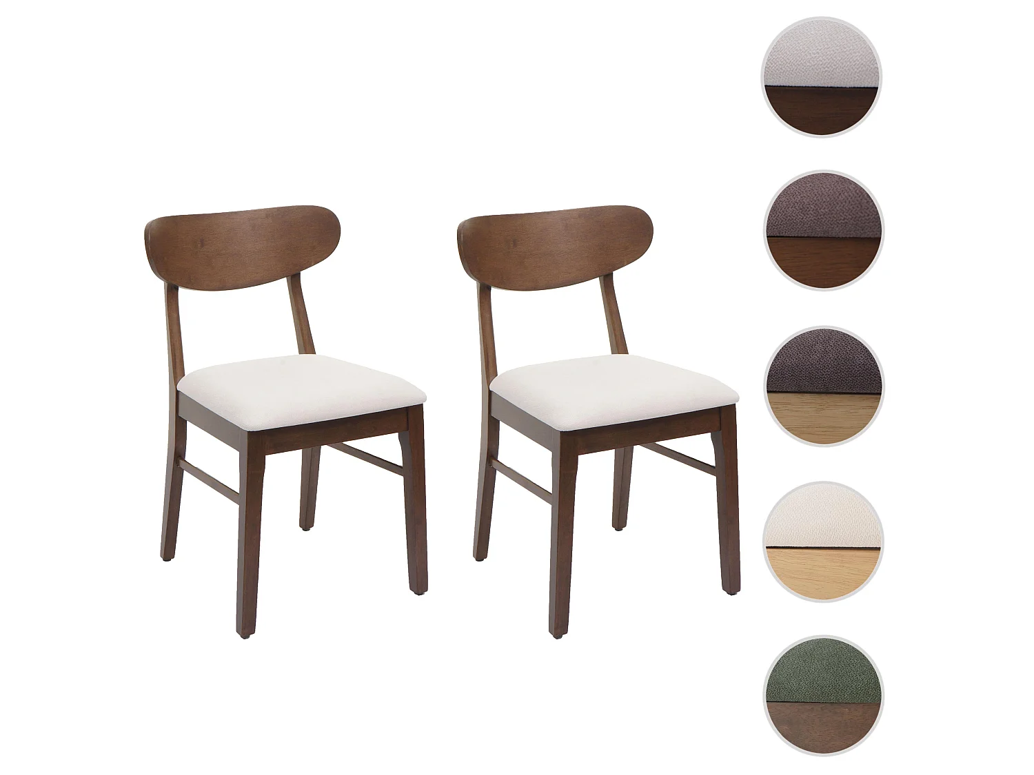 Eetkamerstoel MCW-M59 (set van 2),  donker frame, crèmekleurig