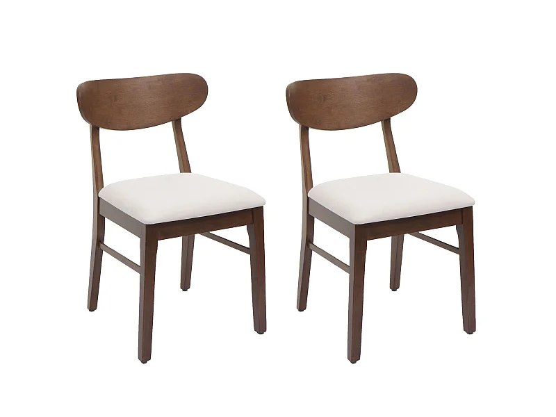 Esszimmerstuhl MCW-M59 (2er-Set), Dunkles Gestell, creme