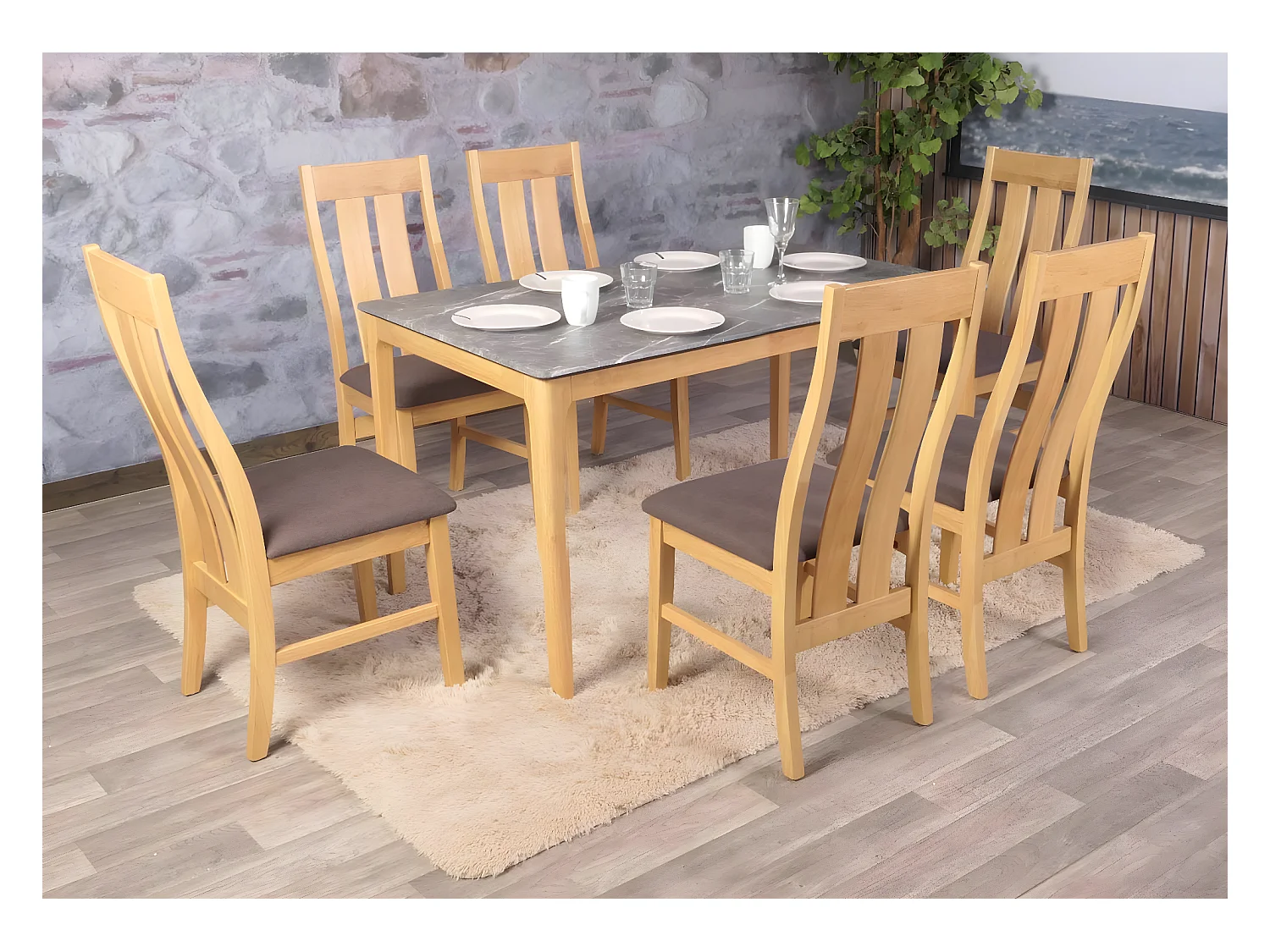 Esszimmerstuhl MCW-M58 (2er-Set), Helles Gestell, taupe