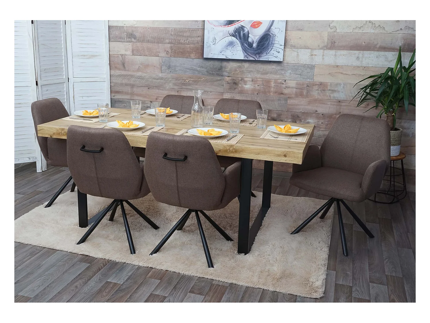 Chaise de salle à manger MCW-H71 (lot de 6),  brun
