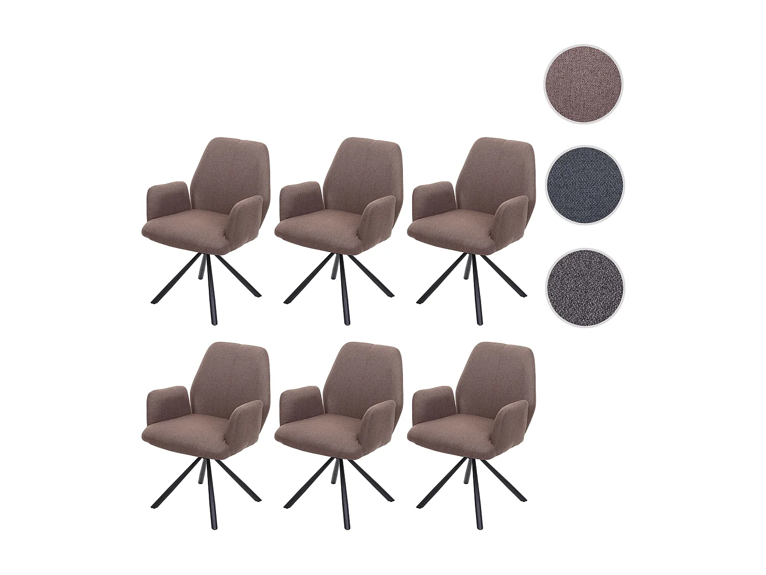 Chaise de salle à manger MCW-H71 (lot de 6),  brun