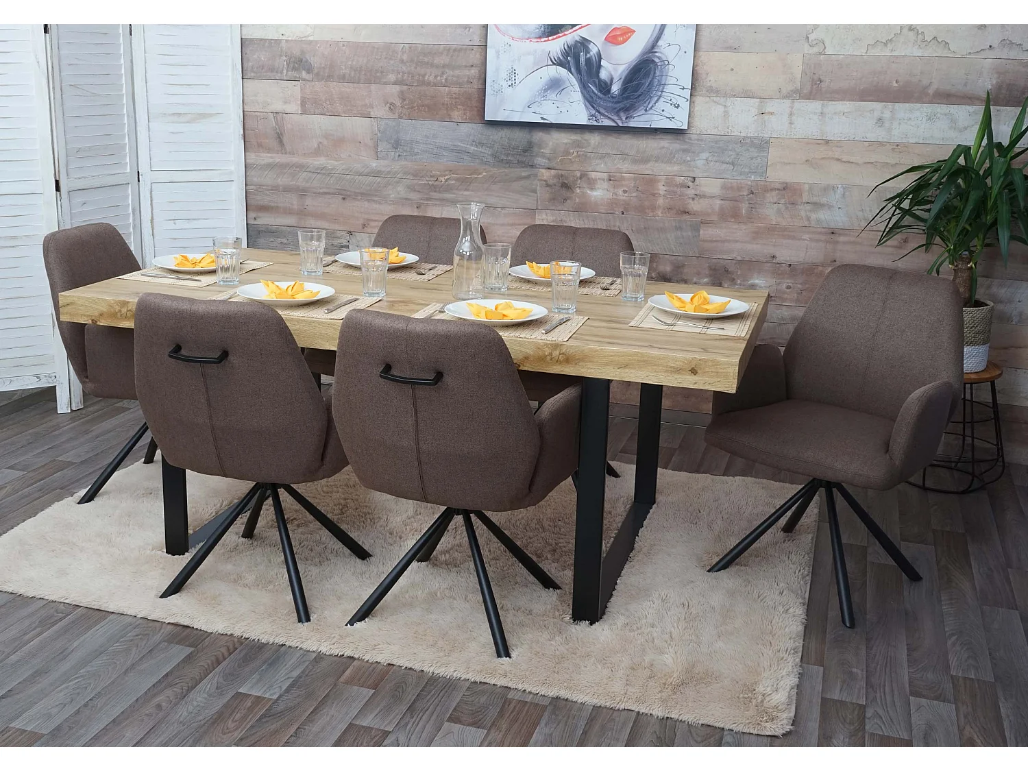 Cadeira de jantar MCW-H71 (conjunto de 6),  castanho