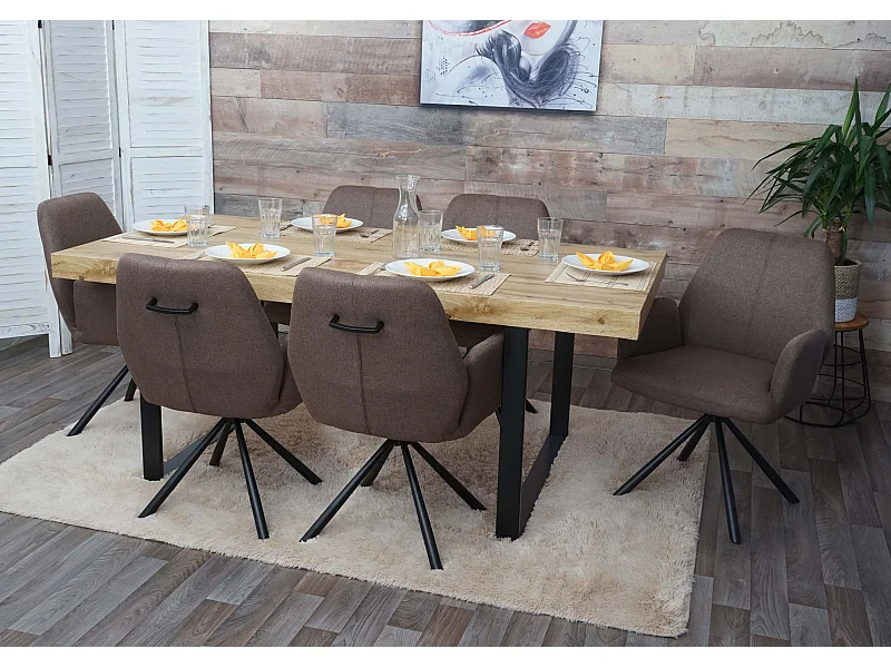 Set 6x sedie con braccioli MCW-H71 acciaio tessuto marrone