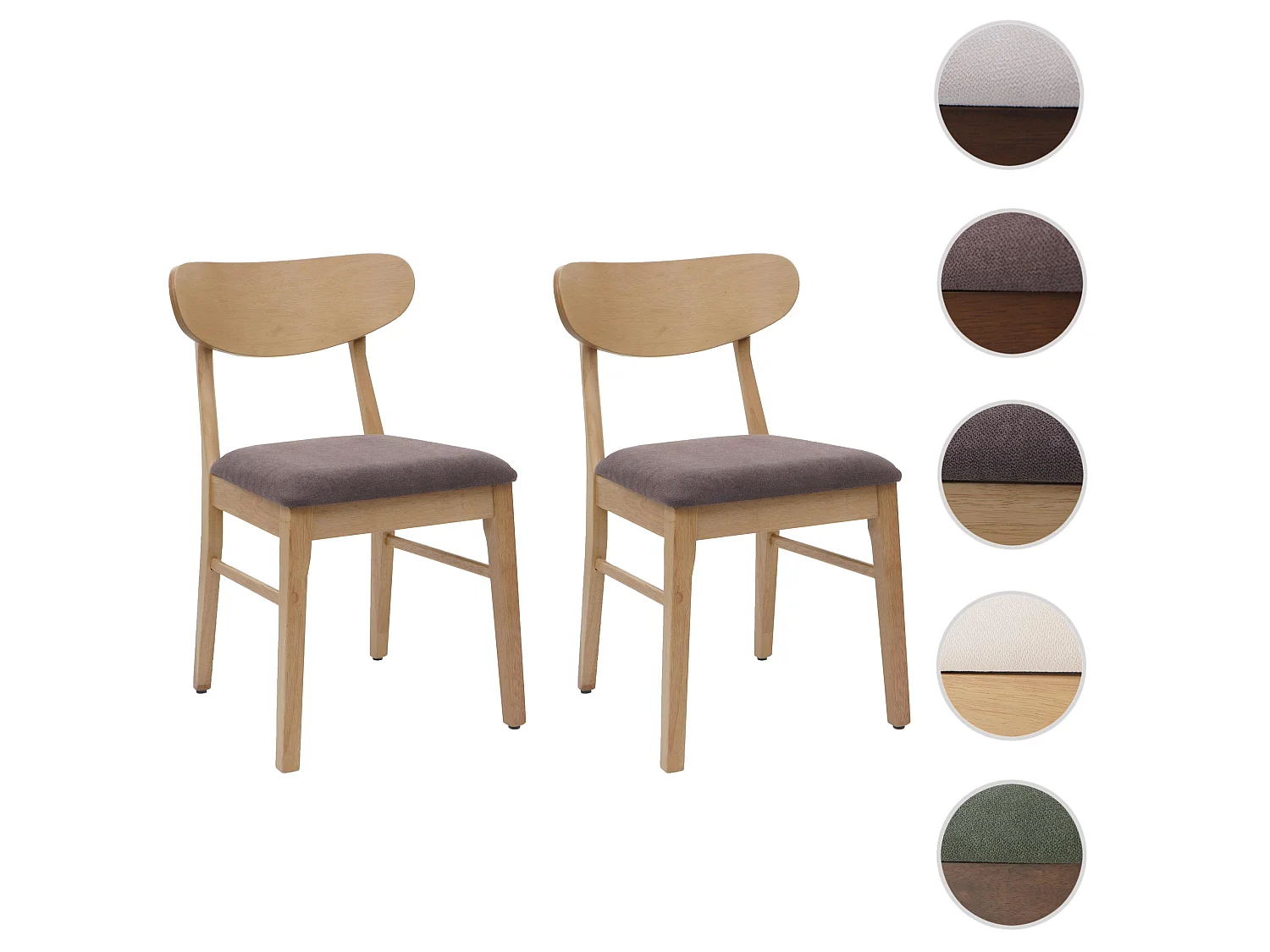 Esszimmerstuhl MCW-M59 (2er-Set), Helles Gestell, taupe