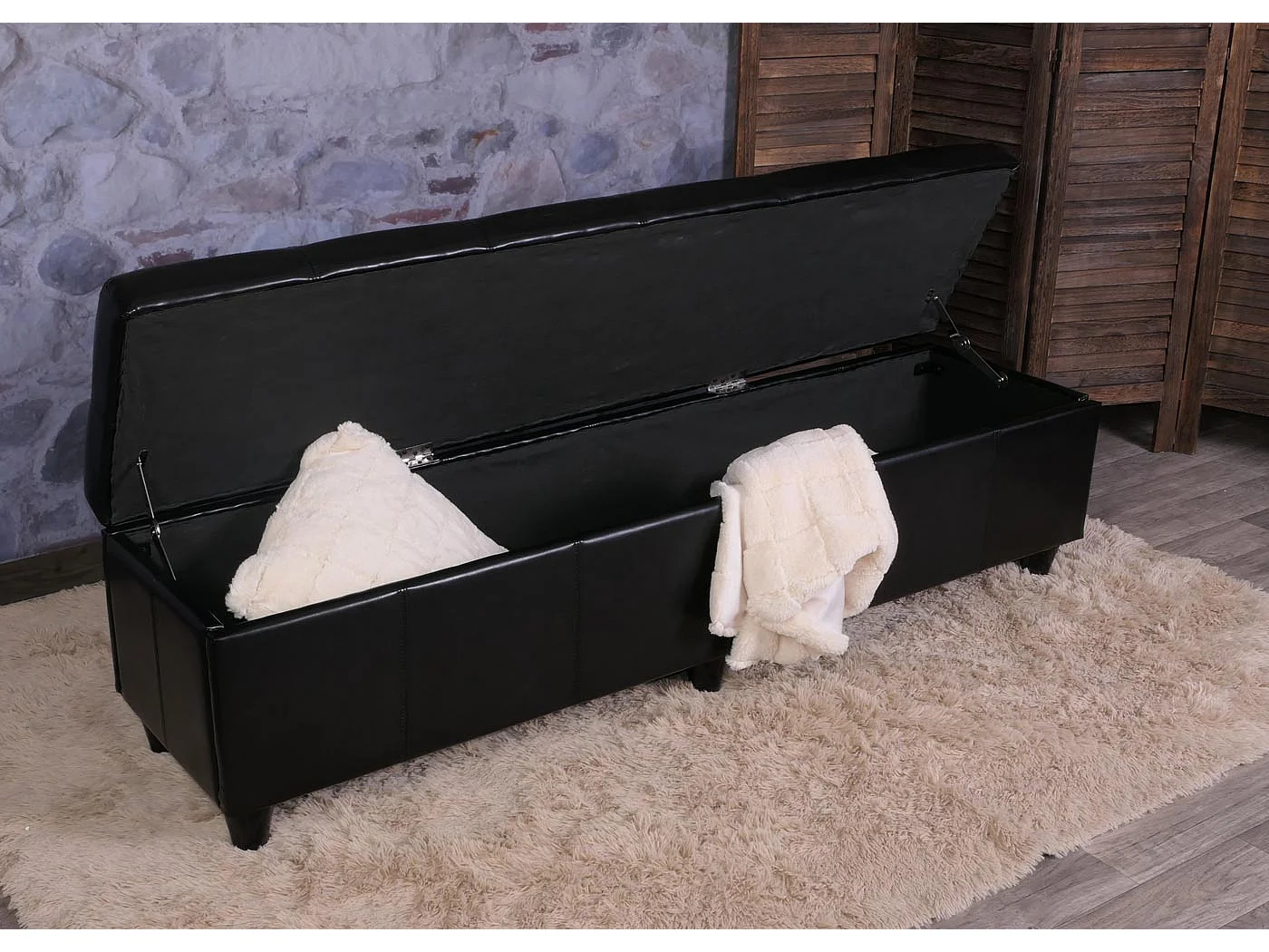 Ławka z schowkiem Arezzo XXL,  czarna