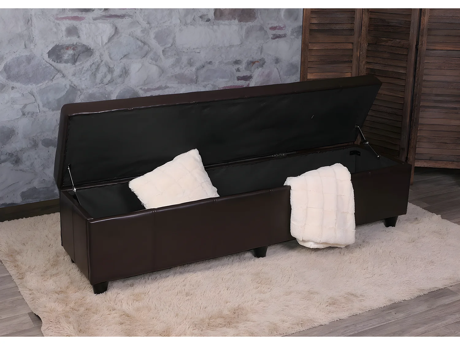 Sitzbank mit Aufbewahrung Arezzo XXL, Braun
