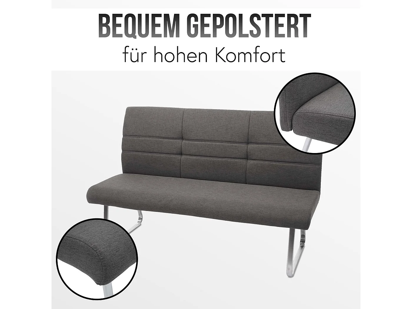 Bank MCW-G55,  grijsbruin 160cm