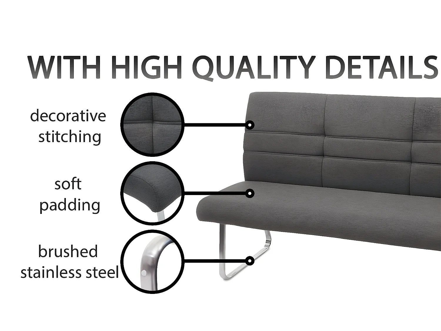 Bank MCW-G55,  grijsbruin 160cm