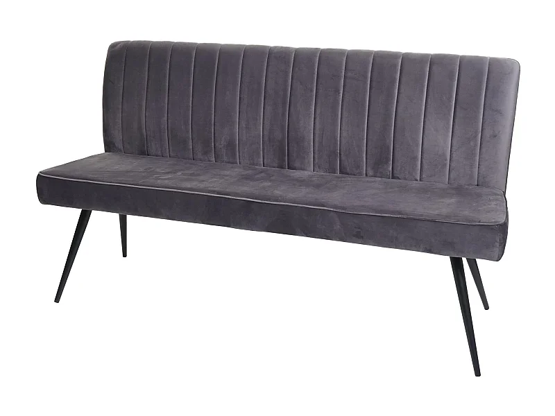 Panca panchina da interni 160cm MCW-K16 3 posti ferro velluto grigio scuro