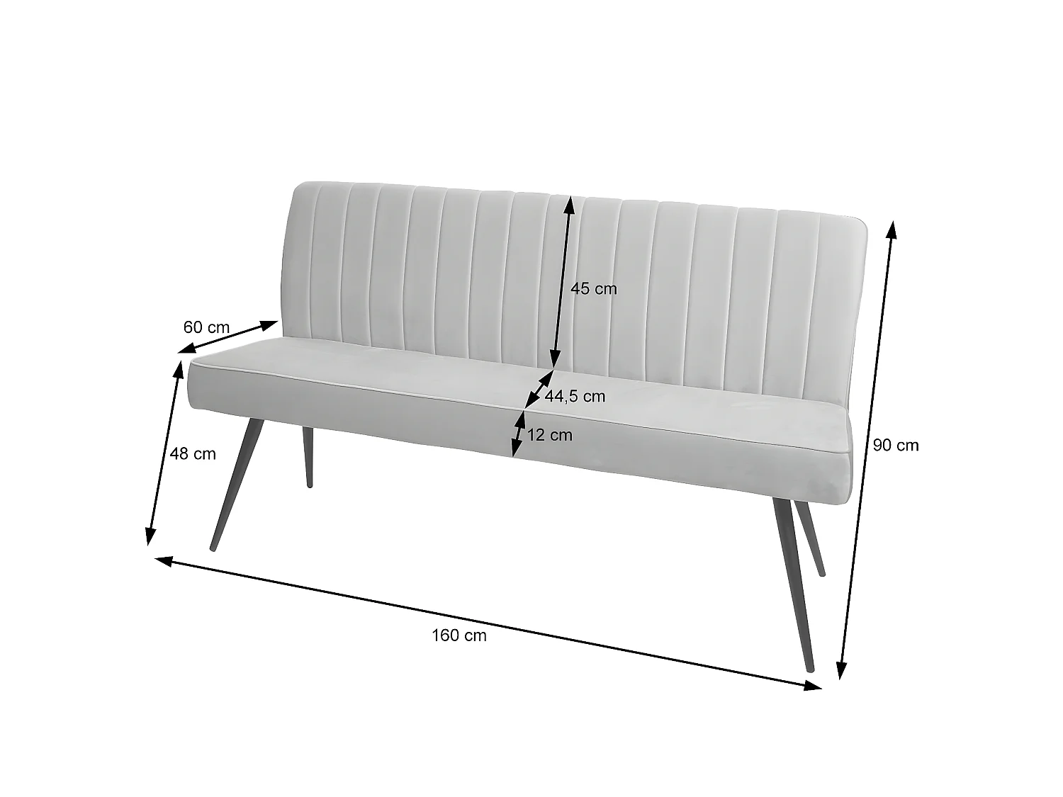 Sitzbank MCW-K16, 160cm dunkelgrau