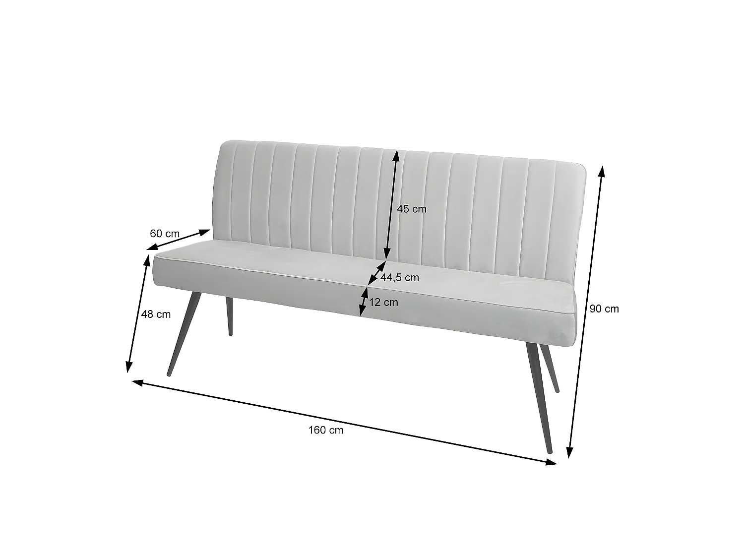 Bankzitting MCW-K16,  160cm donkergrijs