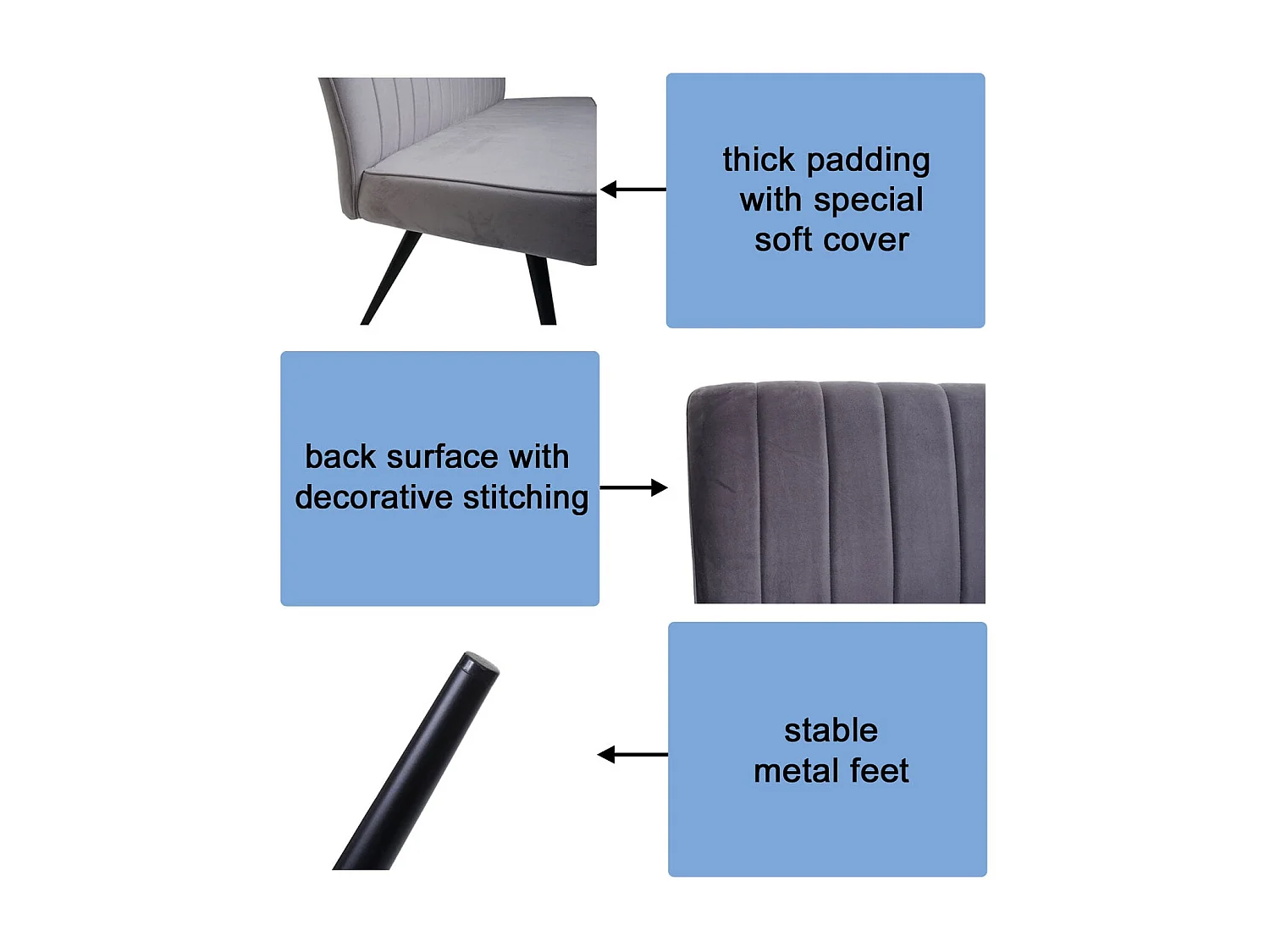 Ławka MCW-K16,  160cm ciemnoszary