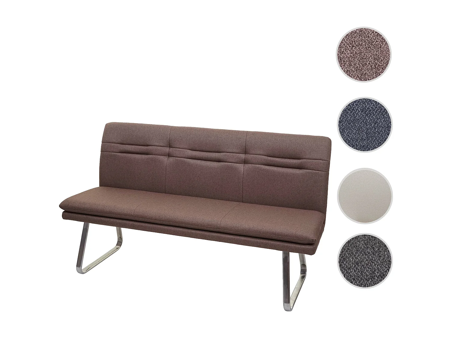 Panca imbottita soggiorno da interni sala da pranzo MCW-H70 tessuto acciaio inox marrone 160cm