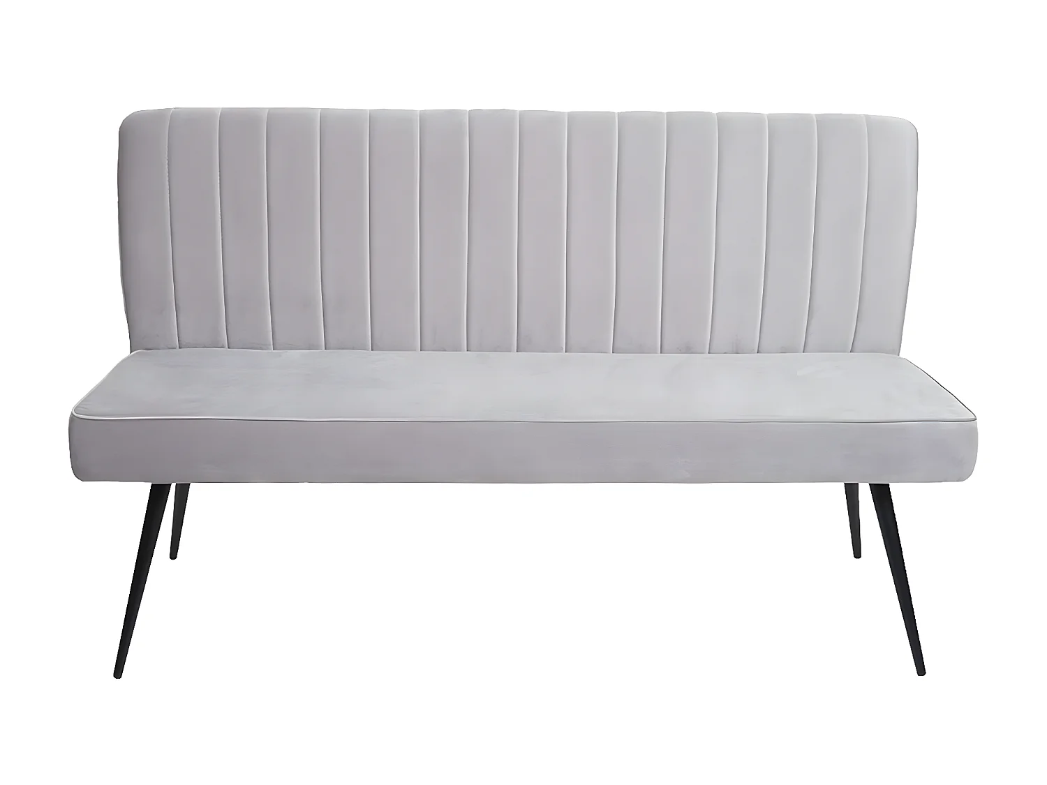 Panca panchina da interni 160cm MCW-K16 3 posti ferro velluto grigio chiaro