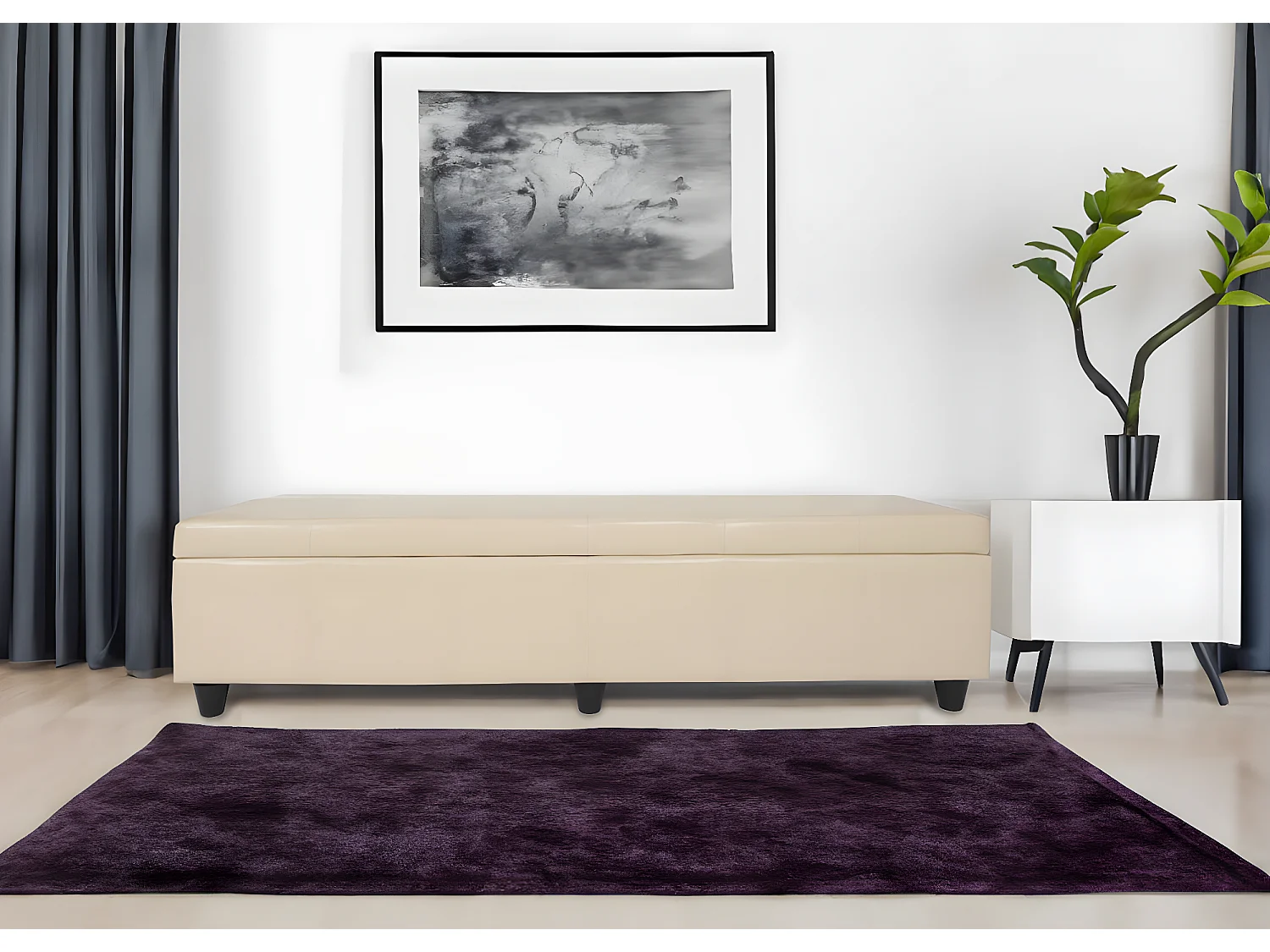 Ławka ze schowkiem Arezzo XXL,  kremowy