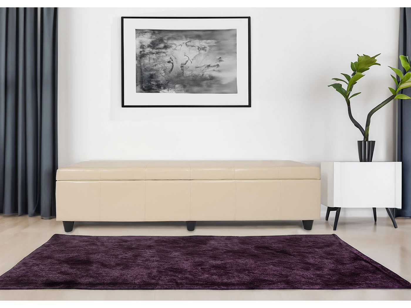 Ławka ze schowkiem Arezzo XXL,  kremowy