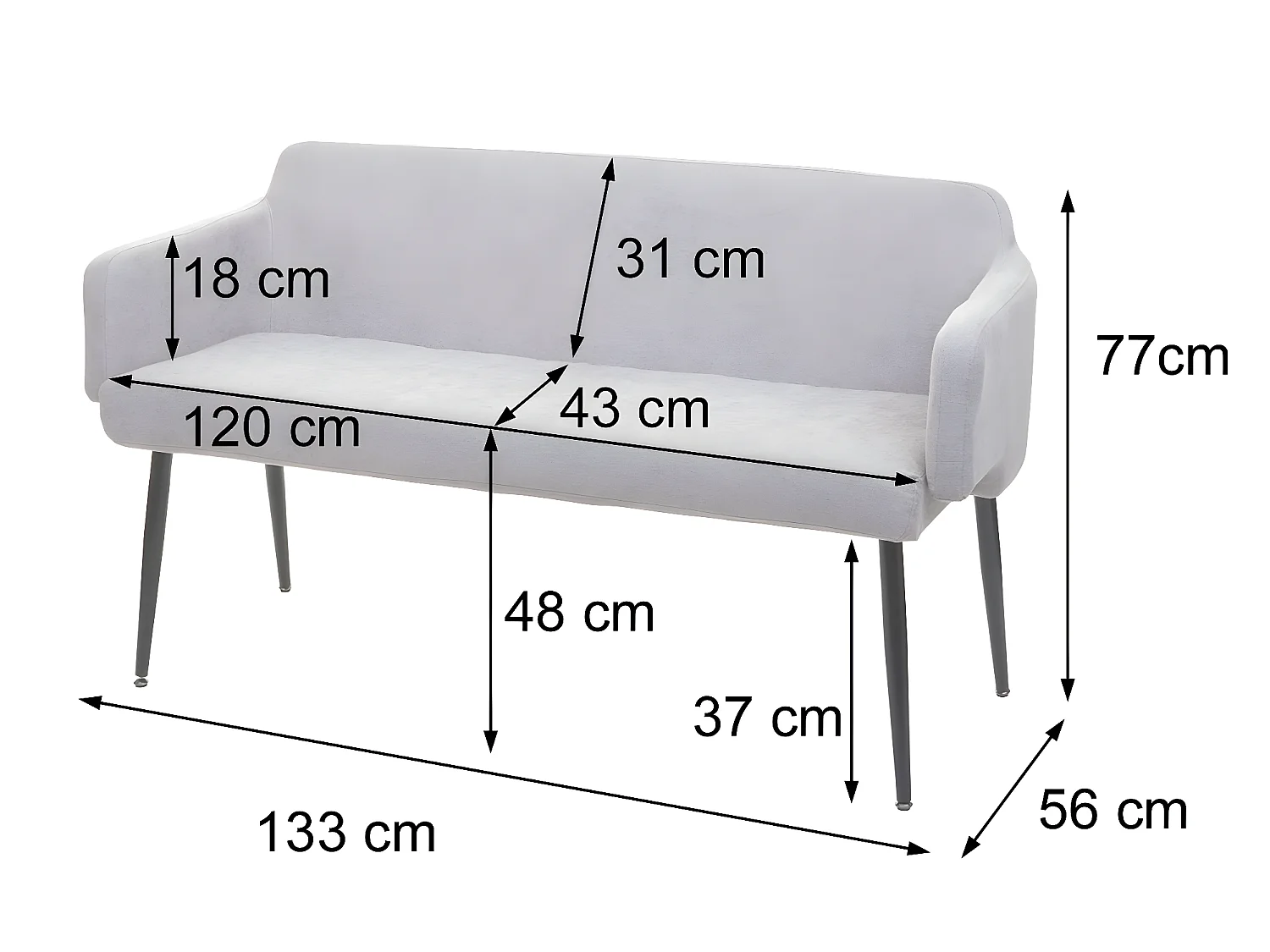 Sitzbank MCW-L13, Creme-weiß