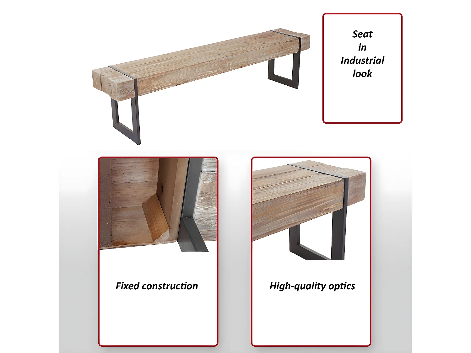 Sitzbank MCW-A15, Naturfarben 195cm