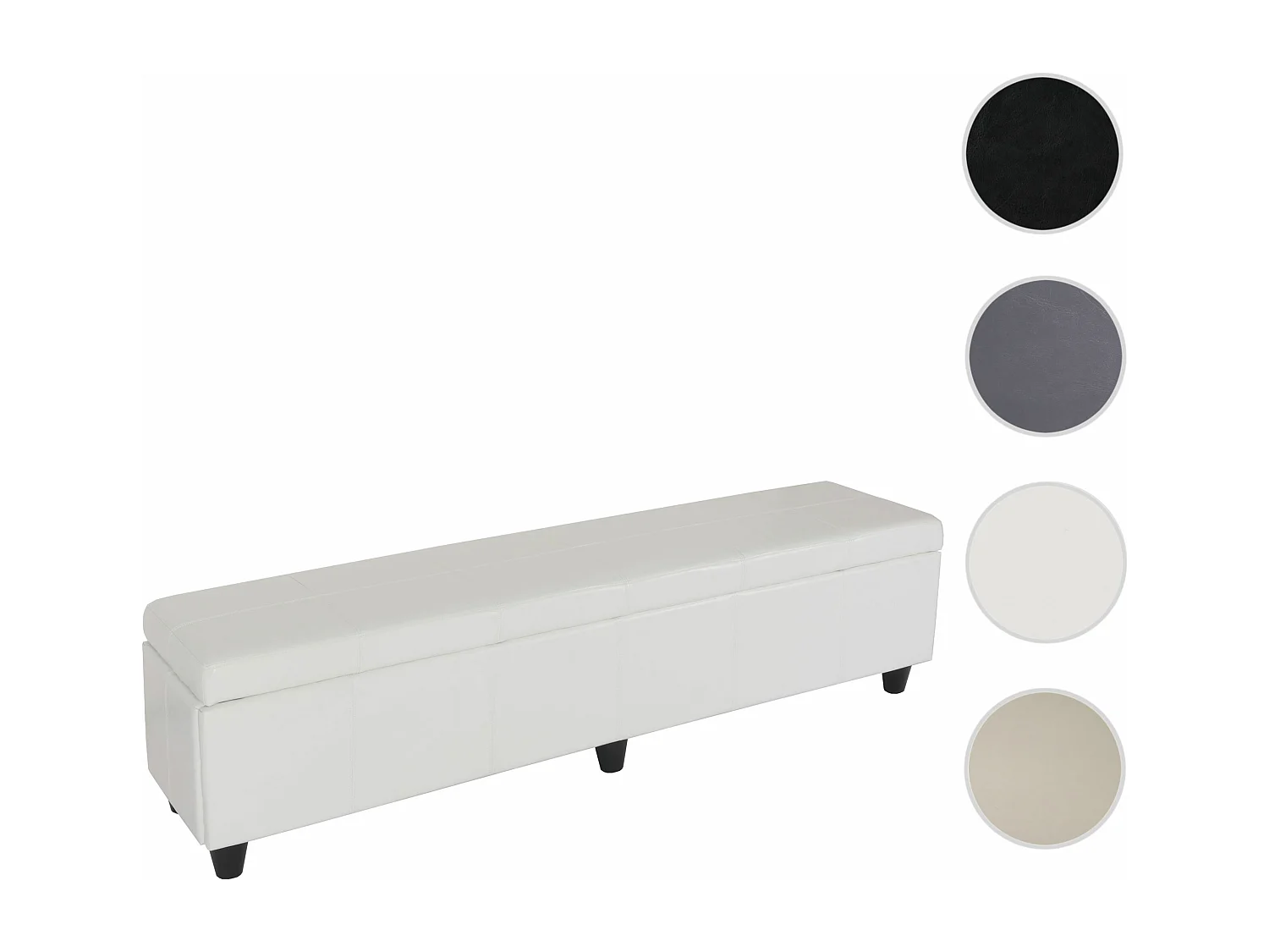 Sitzbank mit Aufbewahrung Arezzo XXL, Weiß