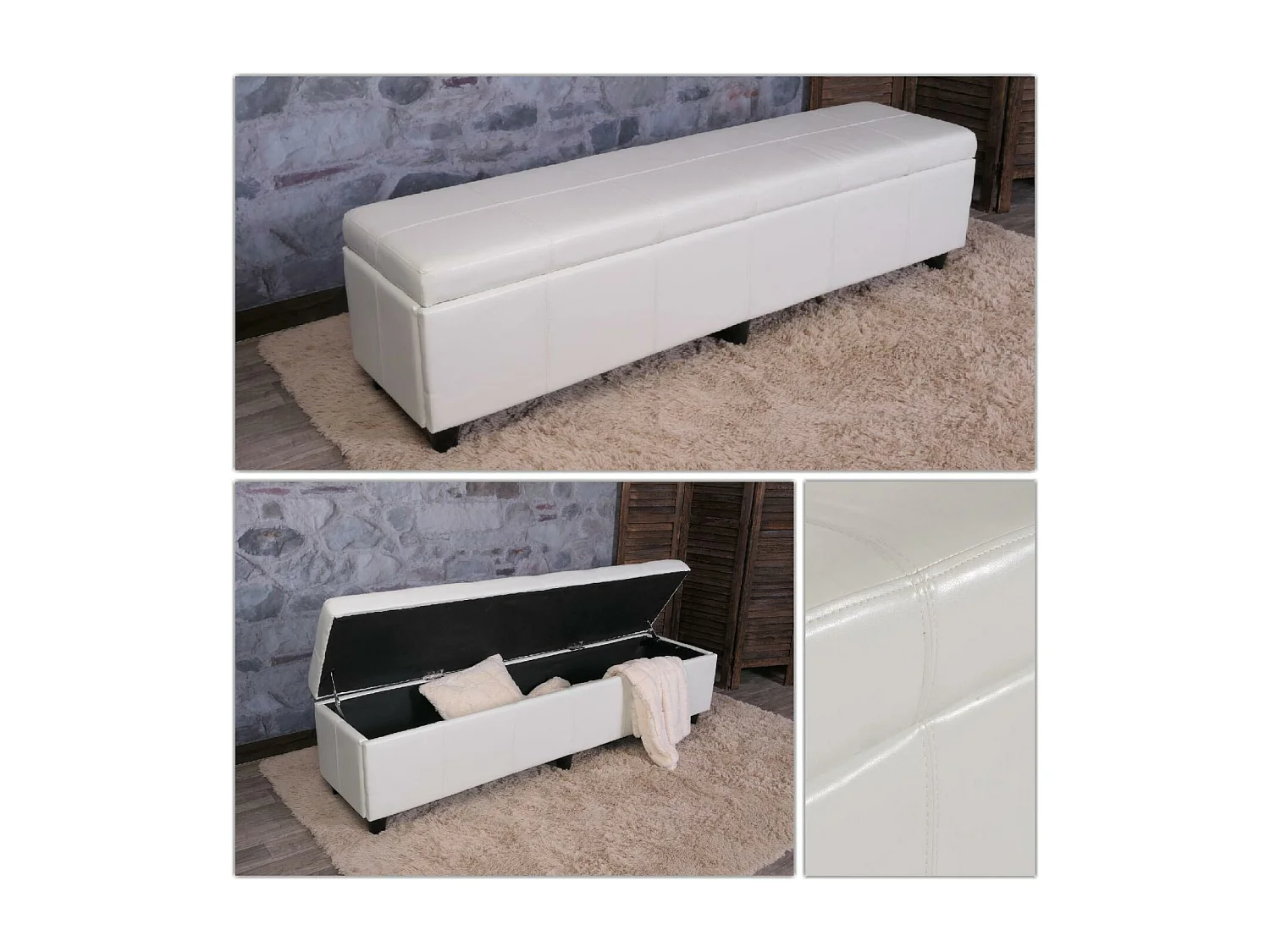 Sitzbank mit Aufbewahrung Arezzo XXL, Weiß