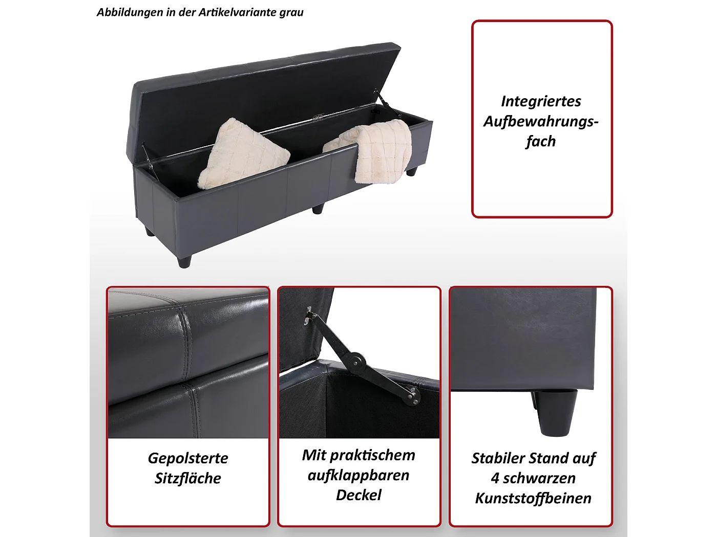 Sitzbank mit Aufbewahrung Arezzo XXL, Weiß