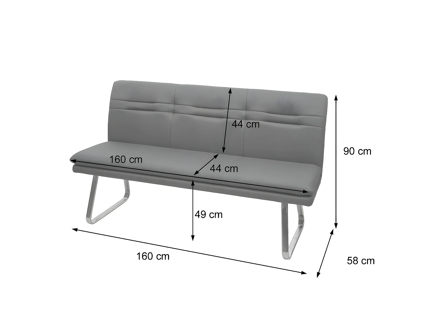 Sitzbank MCW-H70, Grau 160cm