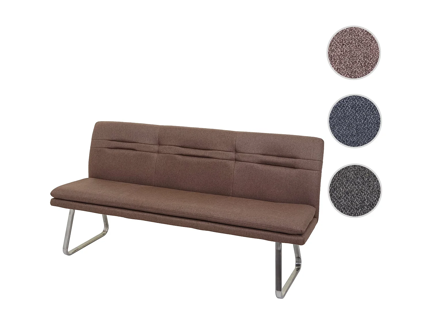 Panca imbottita soggiorno da interni sala da pranzo MCW-H70 tessuto acciaio inox marrone 180cm