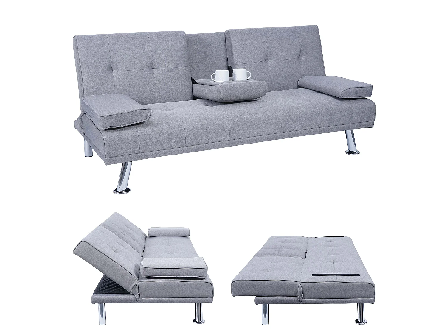 3-zitsbank MCW-F60,  textiel, lichtgrijs