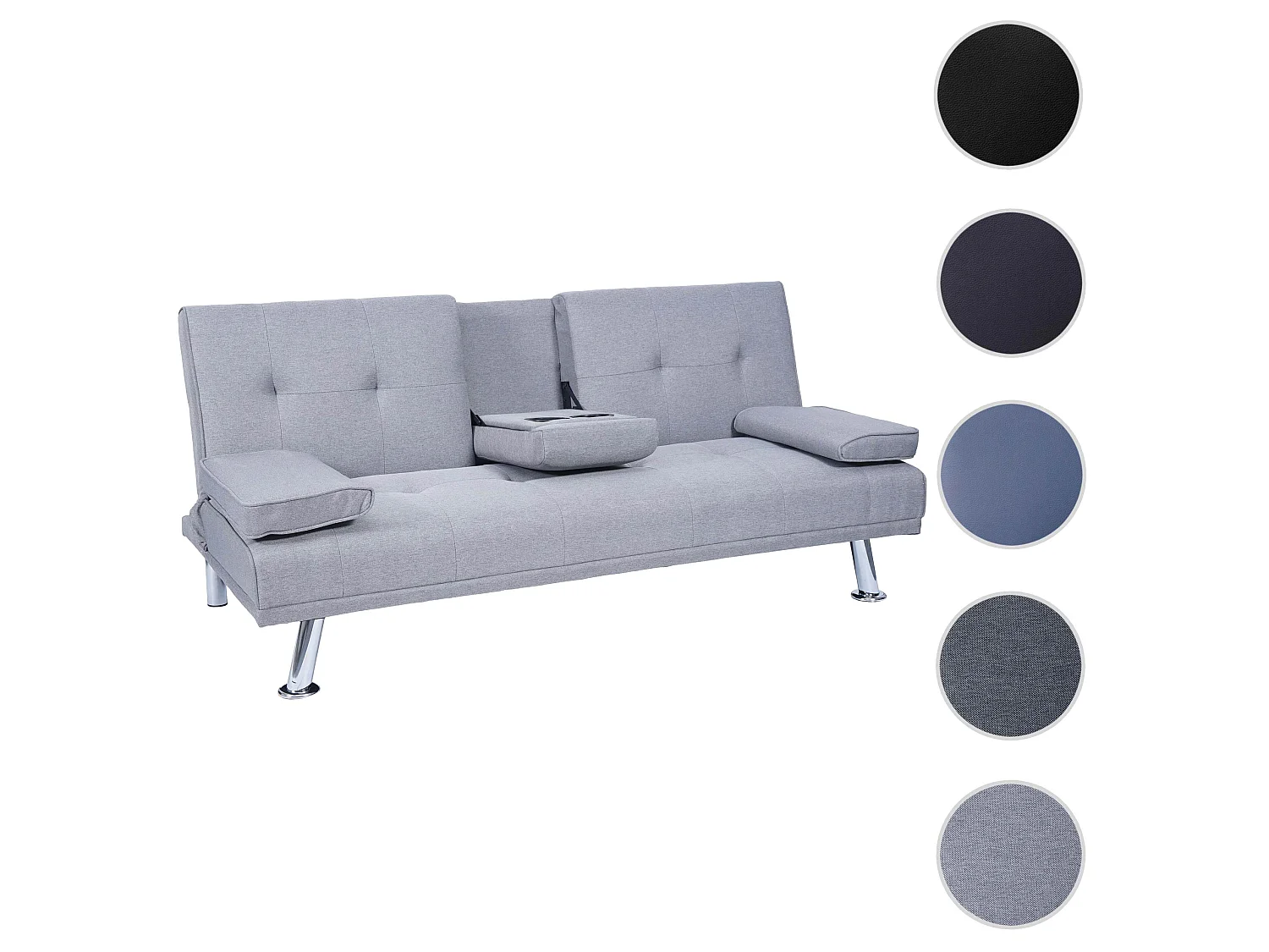 3-zitsbank MCW-F60,  textiel, lichtgrijs