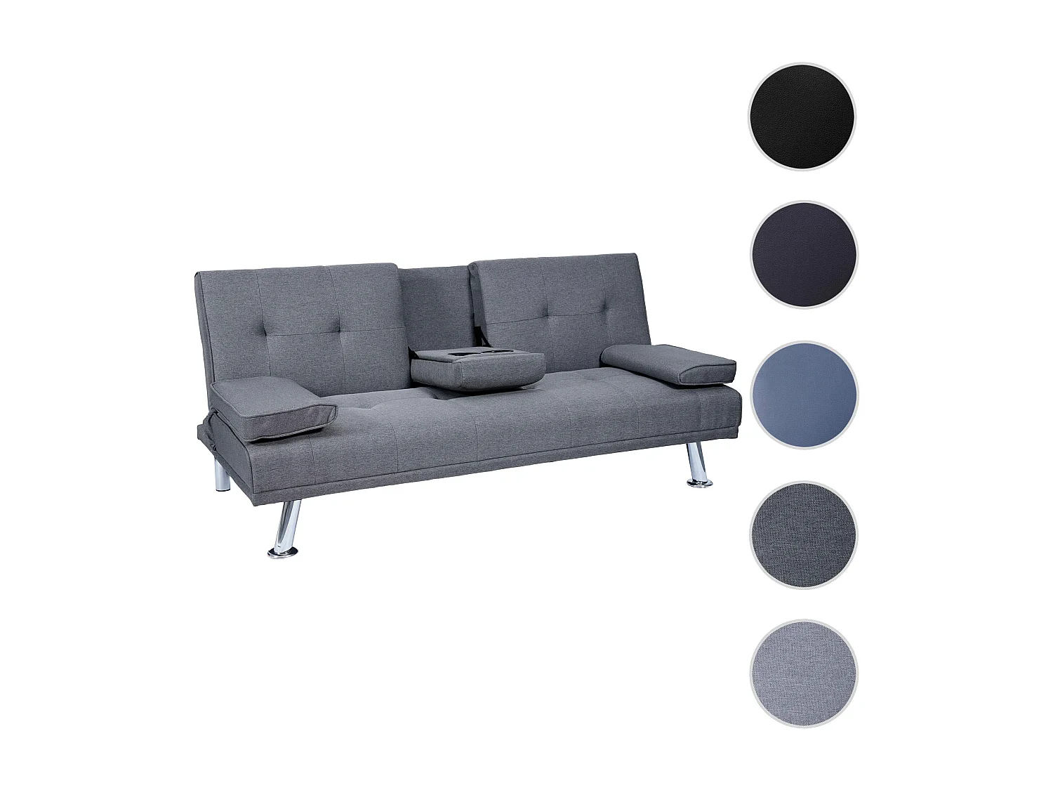 3-osobowa sofa MCW-F60,  tekstylny, ciemnoszary