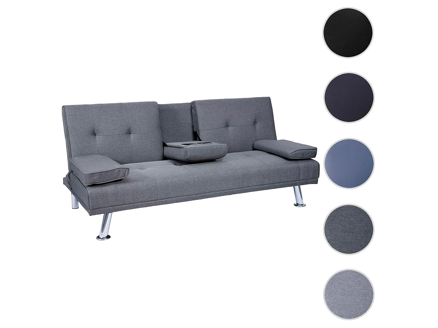 3er-Sofa MCW-F60, Textil, dunkelgrau