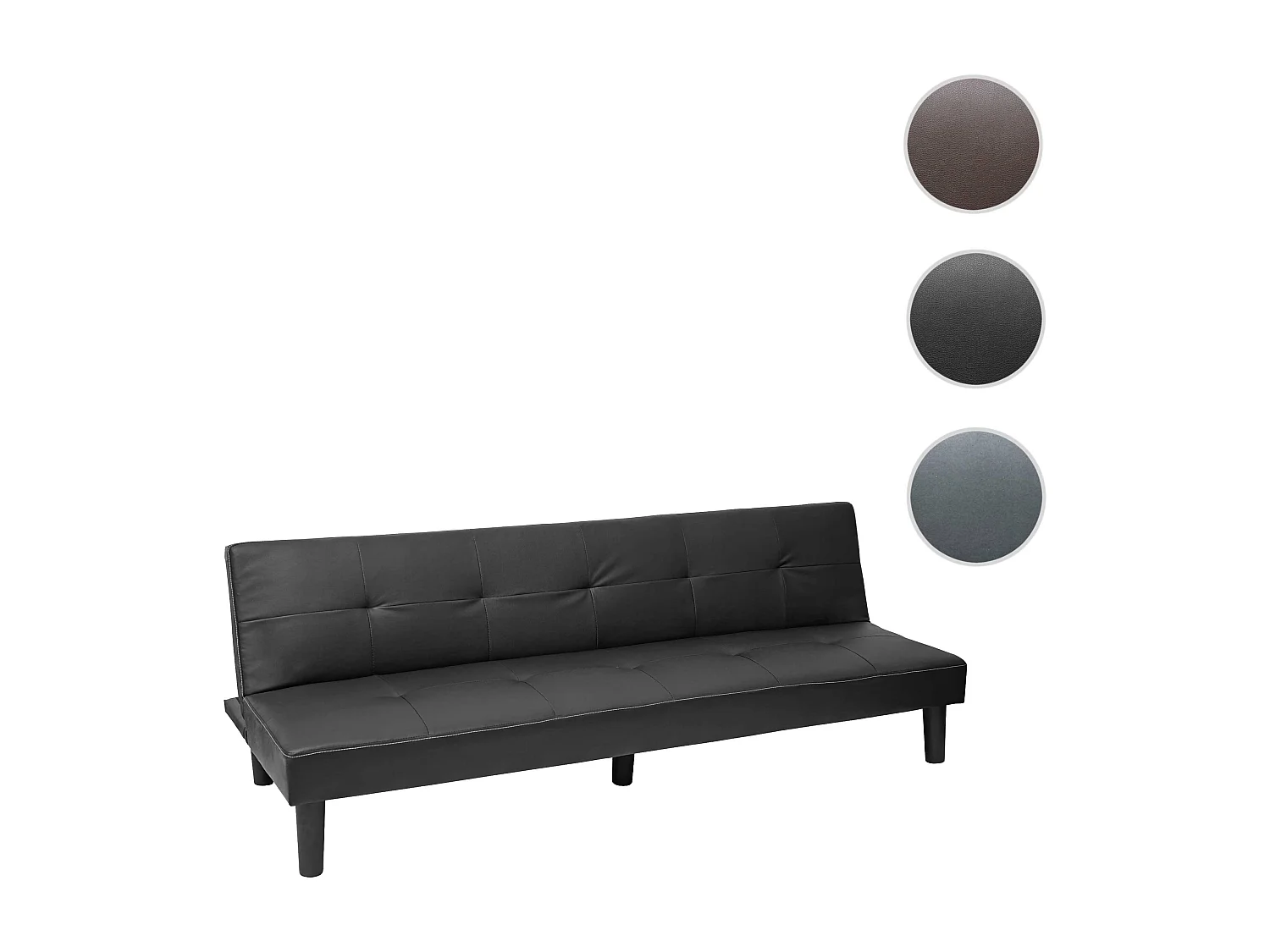 3er-Sofa MCW-G11, Kunstleder, schwarz