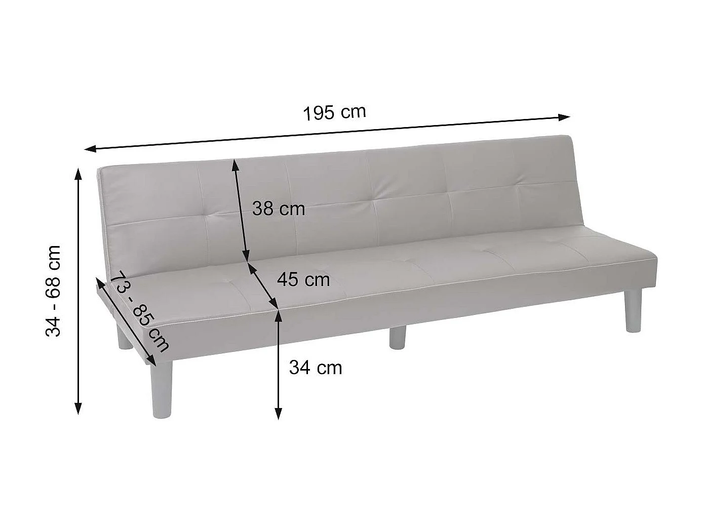 3-seater sofa MCW-G11, 3-seater sofa MCW-G11, sofa bed, guest bed, fold-out sofa, 195 cm, fabric/textile, grey