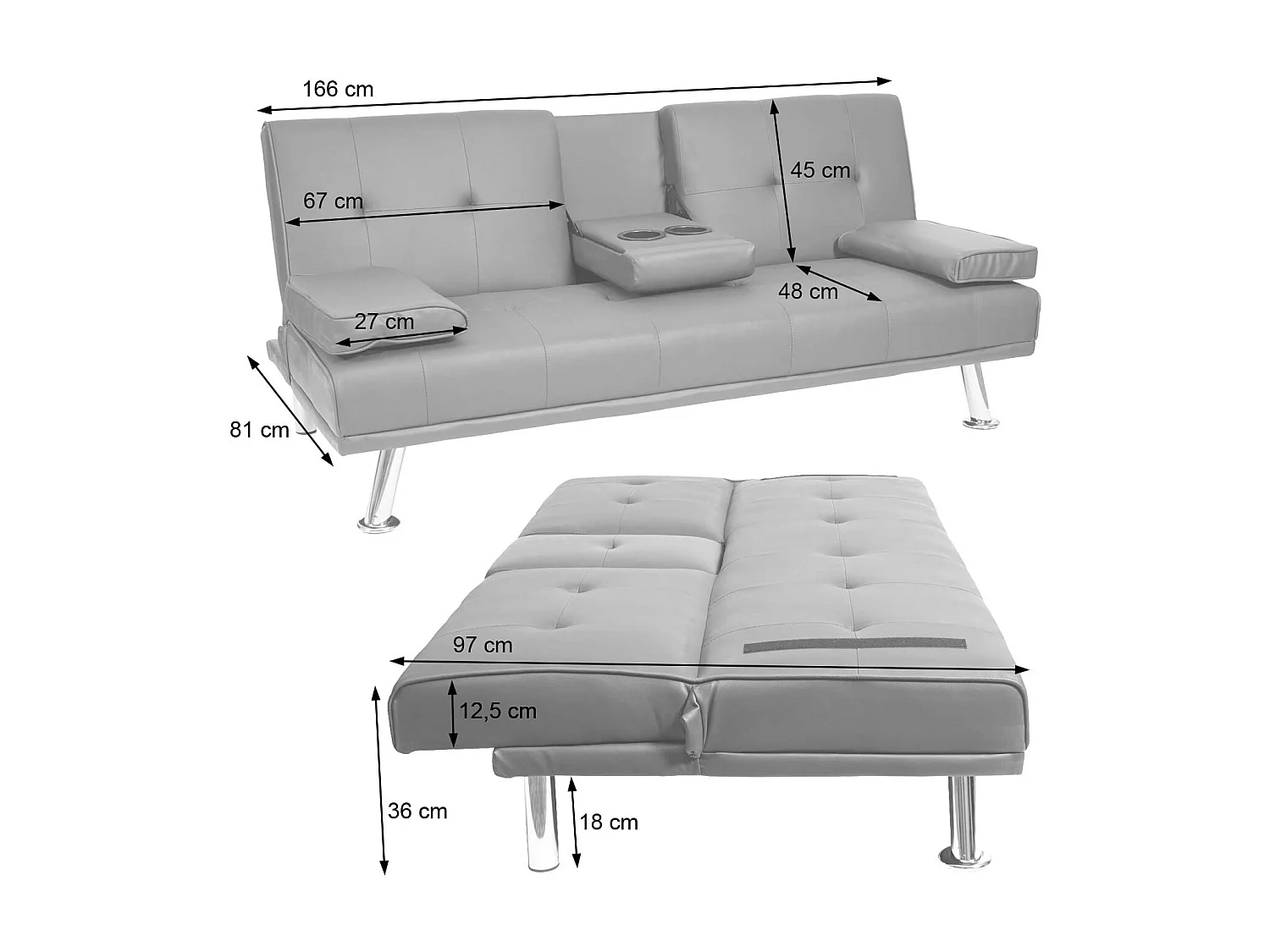 3-osobowa sofa MCW-F60,  imitacja skóry, brązowy