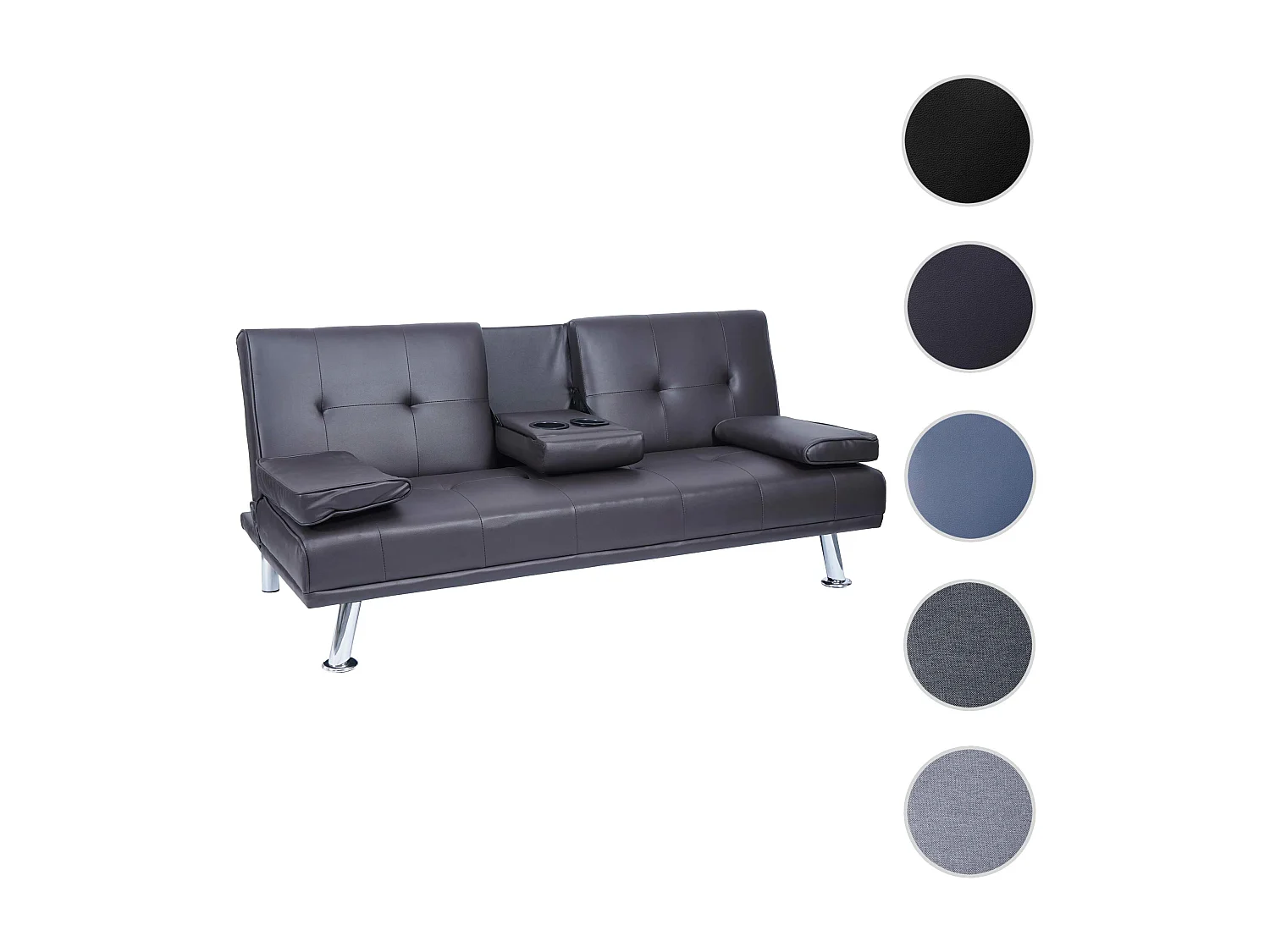 3-osobowa sofa MCW-F60,  imitacja skóry, brązowy