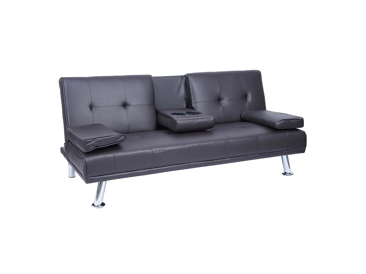 3-osobowa sofa MCW-F60,  imitacja skóry, brązowy