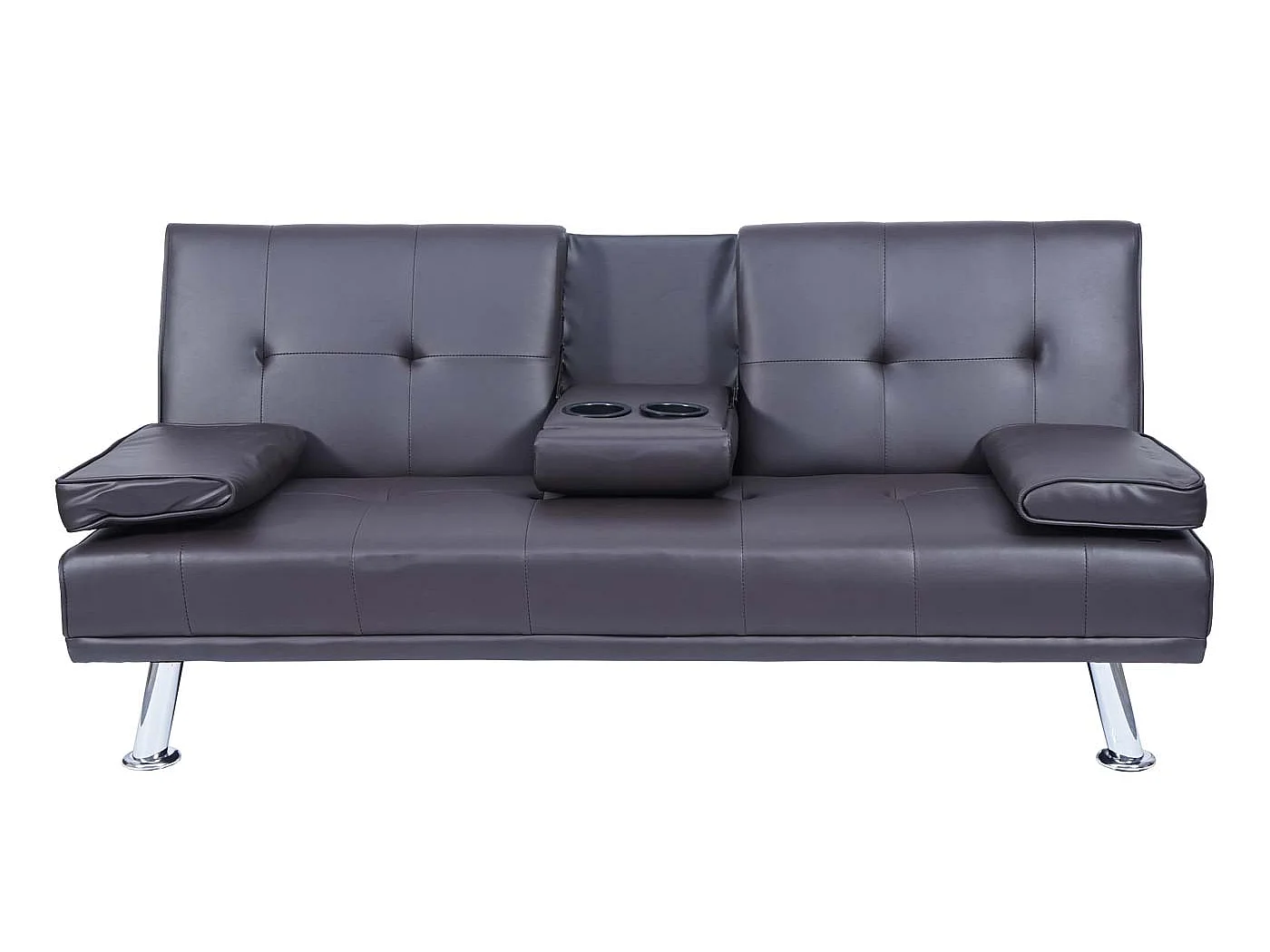 3-osobowa sofa MCW-F60,  imitacja skóry, brązowy