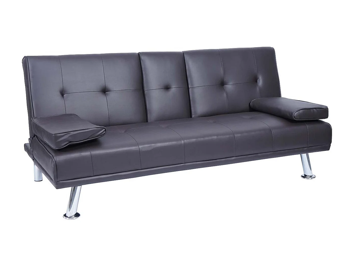 3-osobowa sofa MCW-F60,  imitacja skóry, brązowy