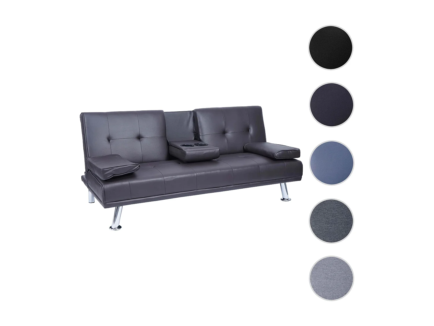 3-osobowa sofa MCW-F60,  imitacja skóry, brązowy