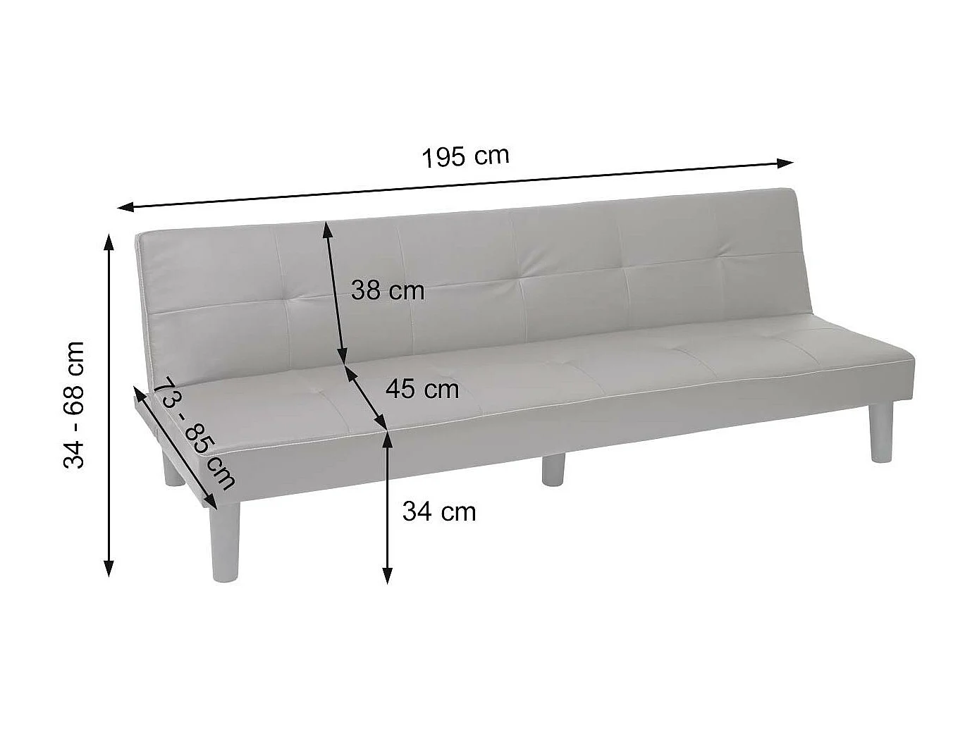 3er-Sofa MCW-G11, Kunstleder, braun