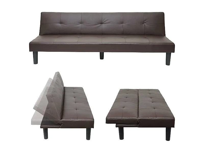 3er-Sofa MCW-G11, Kunstleder, braun