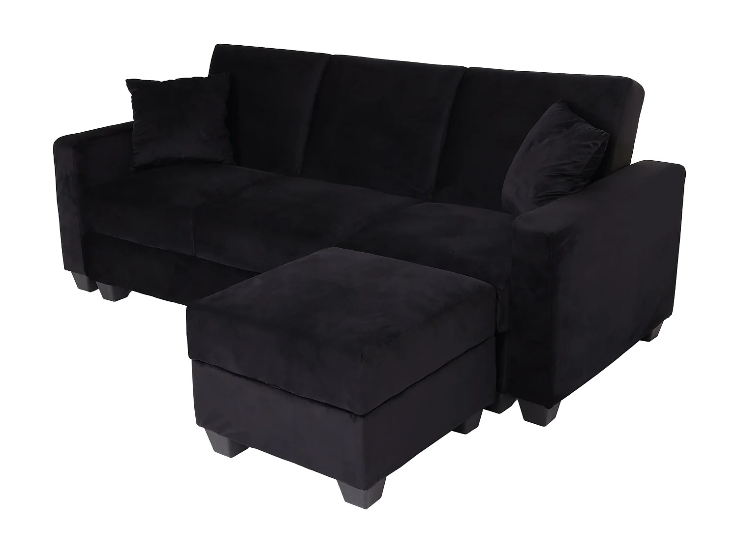 Sofa MCW-H47 z otomaną,  aksamitny czarny