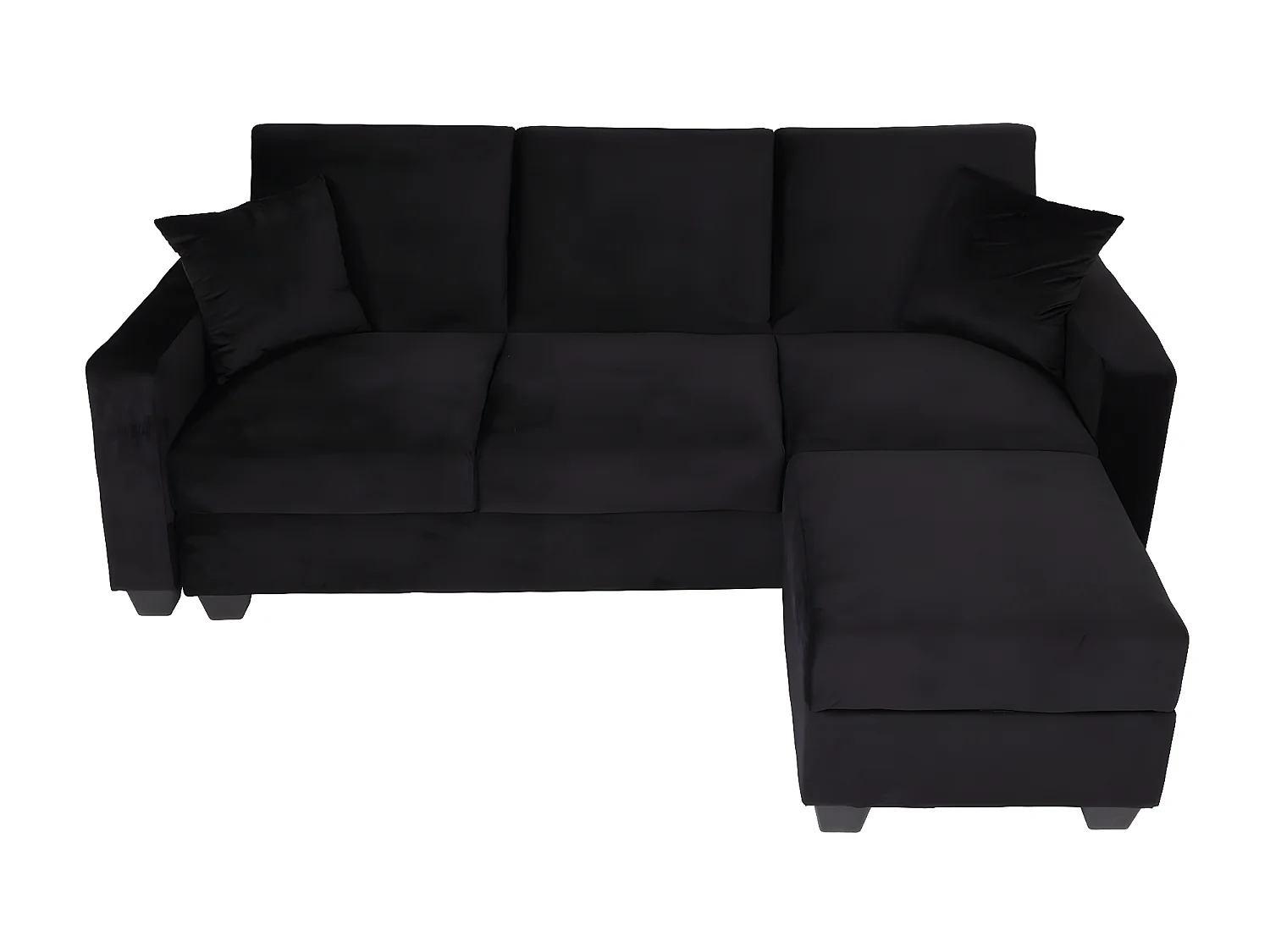 Sofa MCW-H47 z otomaną,  aksamitny czarny