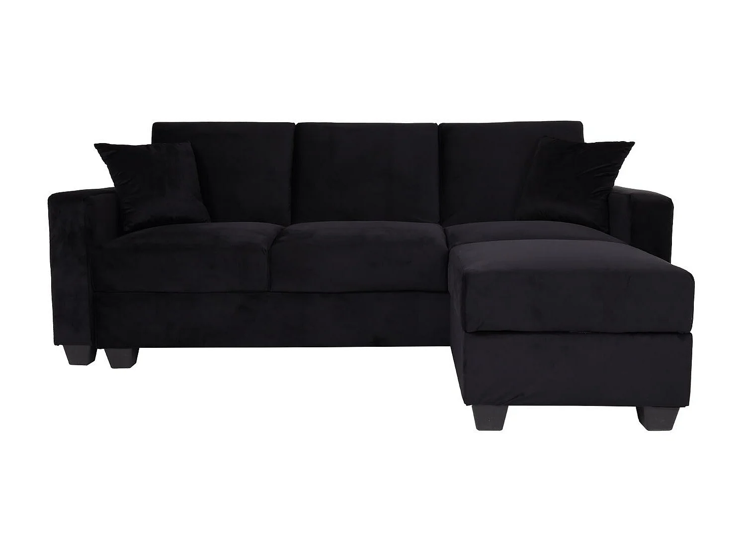 Sofa MCW-H47 z otomaną,  aksamitny czarny