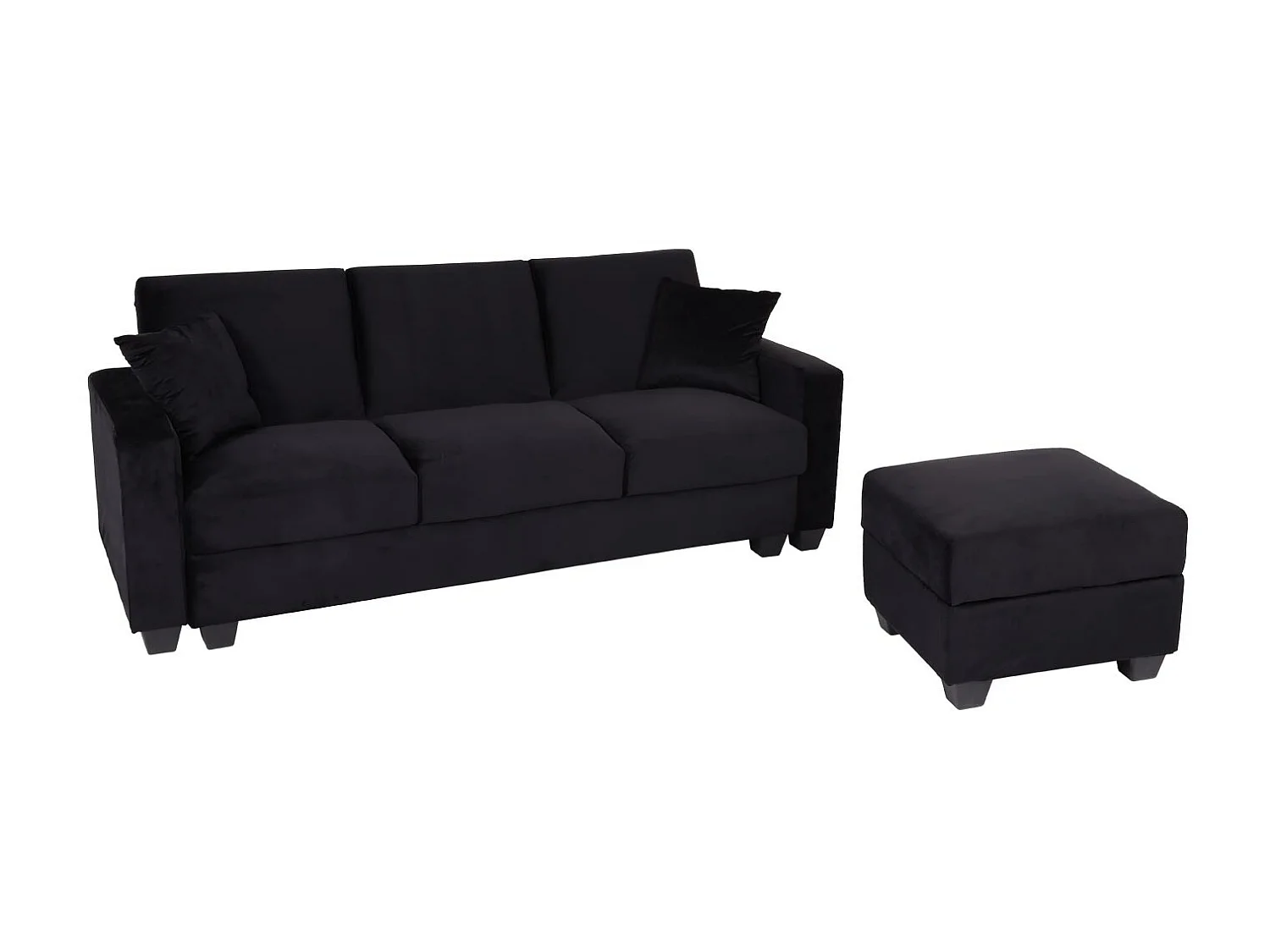 Sofa MCW-H47 z otomaną,  aksamitny czarny