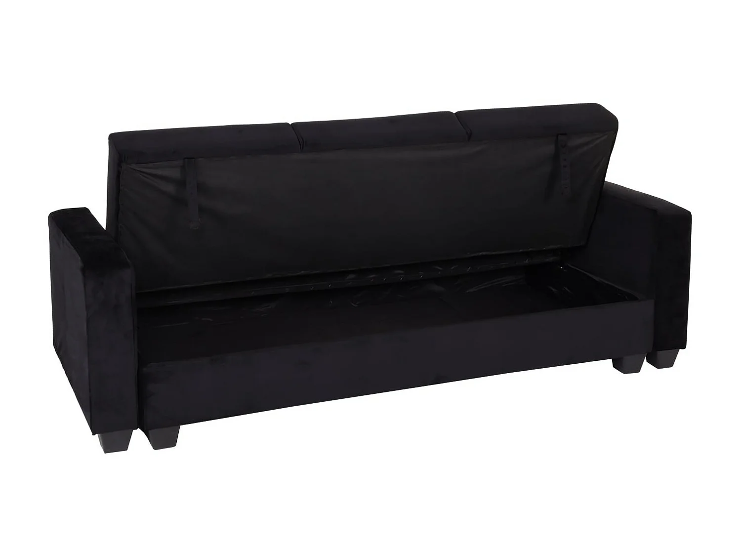Sofa MCW-H47 z otomaną,  aksamitny czarny
