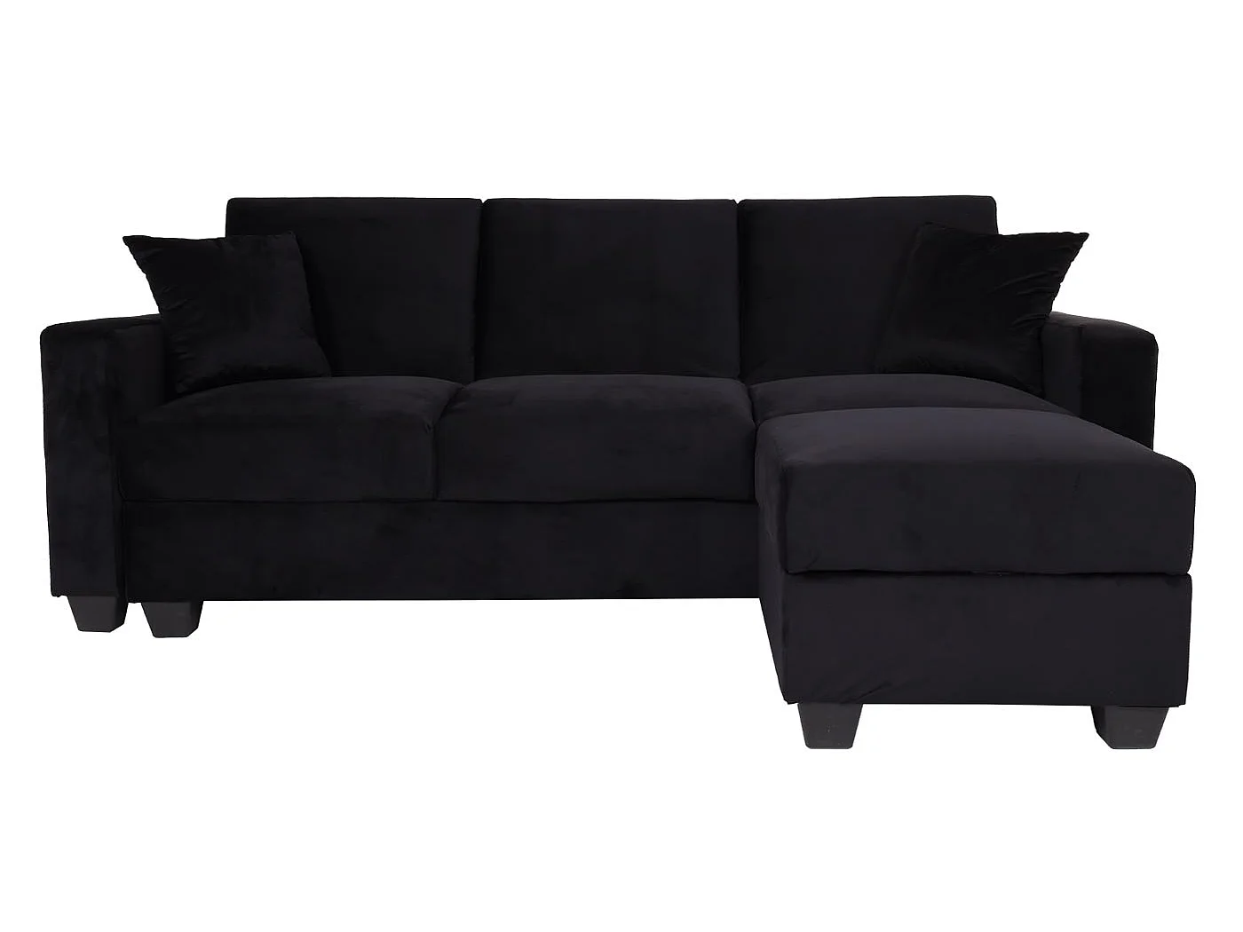 Sofa MCW-H47 mit Ottomane, Samt schwarz