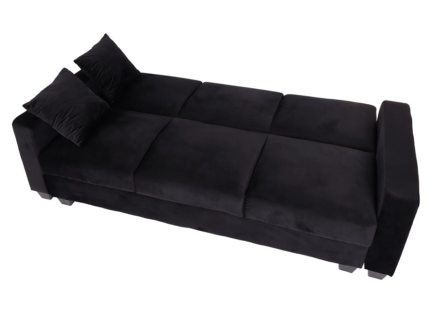 Sofa MCW-H47 mit Ottomane, Samt schwarz